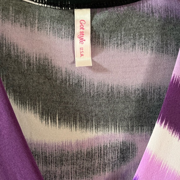 Got Style Maxi Wrap Dress Black & Purple Design Stretch Belted Maxi Long - Picture 6 of 7